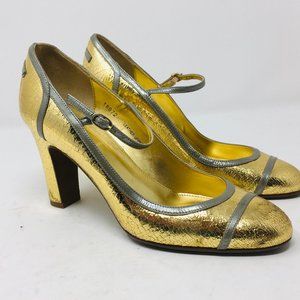 J crew Gold Mary Janes